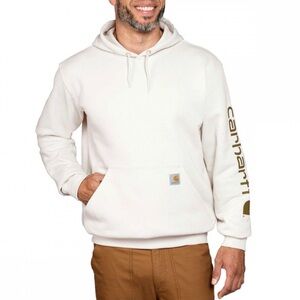NWOT Carhartt Men's Loose Fit Malt (Cream) Hoodie with Sleeve Logo, Size L🤎